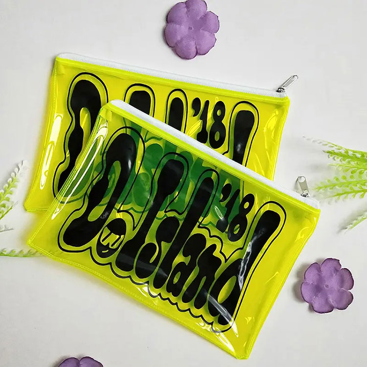 PVC Fluorescent Yellow Zipper Bag