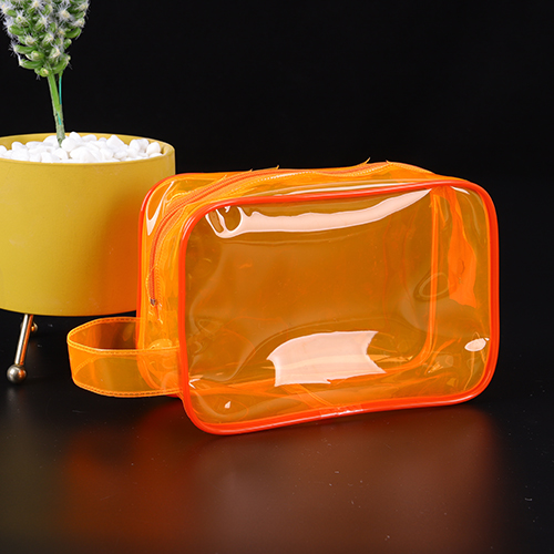 Translucent Orange Colour PVC Toiletry Bag