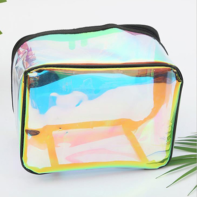 travel transparent holographic bag with handle